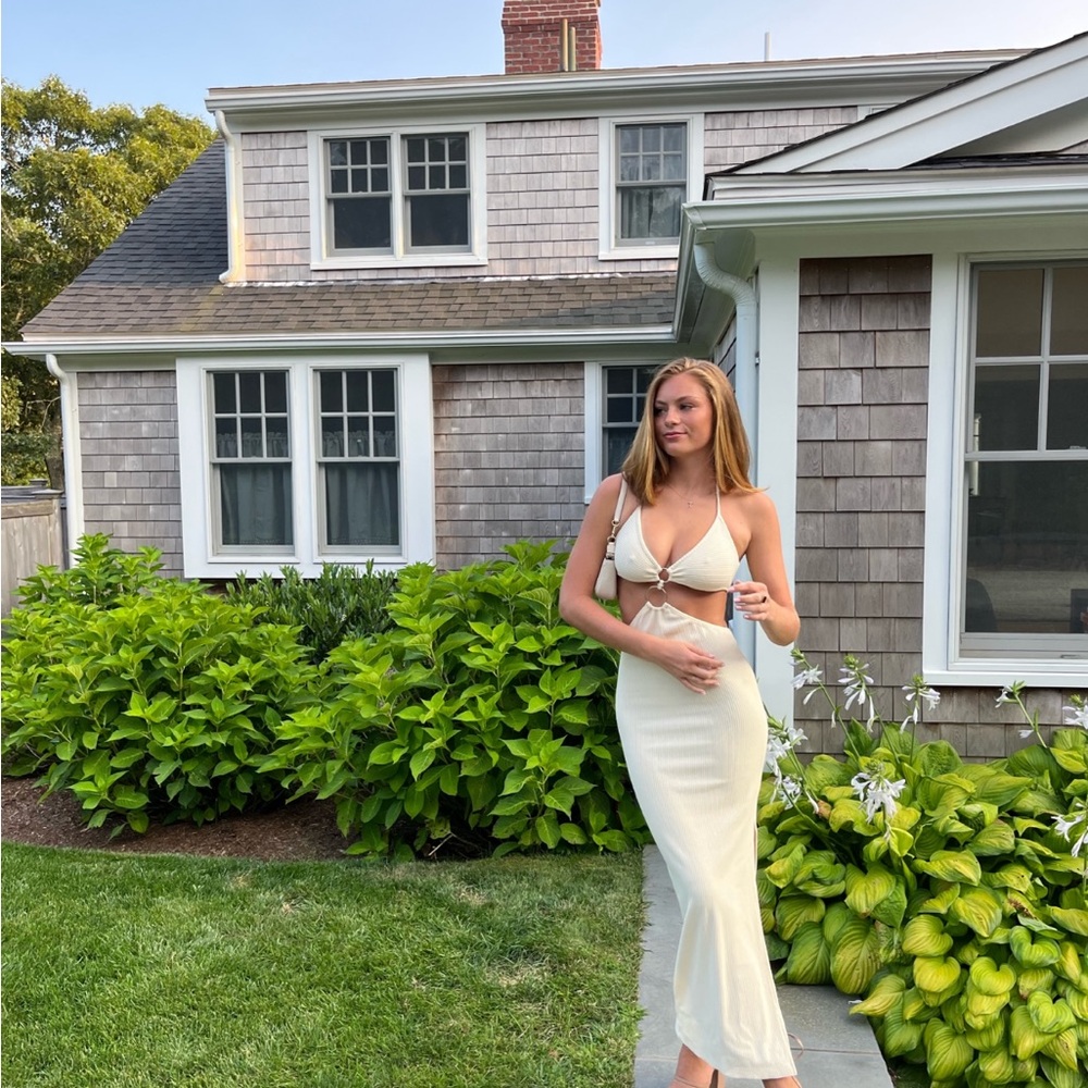 Edikted Cream Maxi Dress